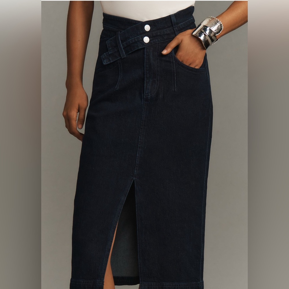 Anthropologie Arden Double Waist Midi Skirt by Pilcro